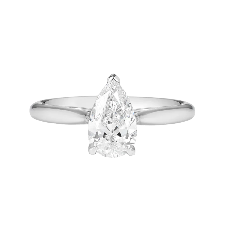 Solitaire Diamond Engagement Ring in 14K White Gold - Pear