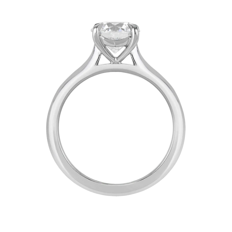 Solitaire Diamond Engagement Ring in 14K White Gold - Round