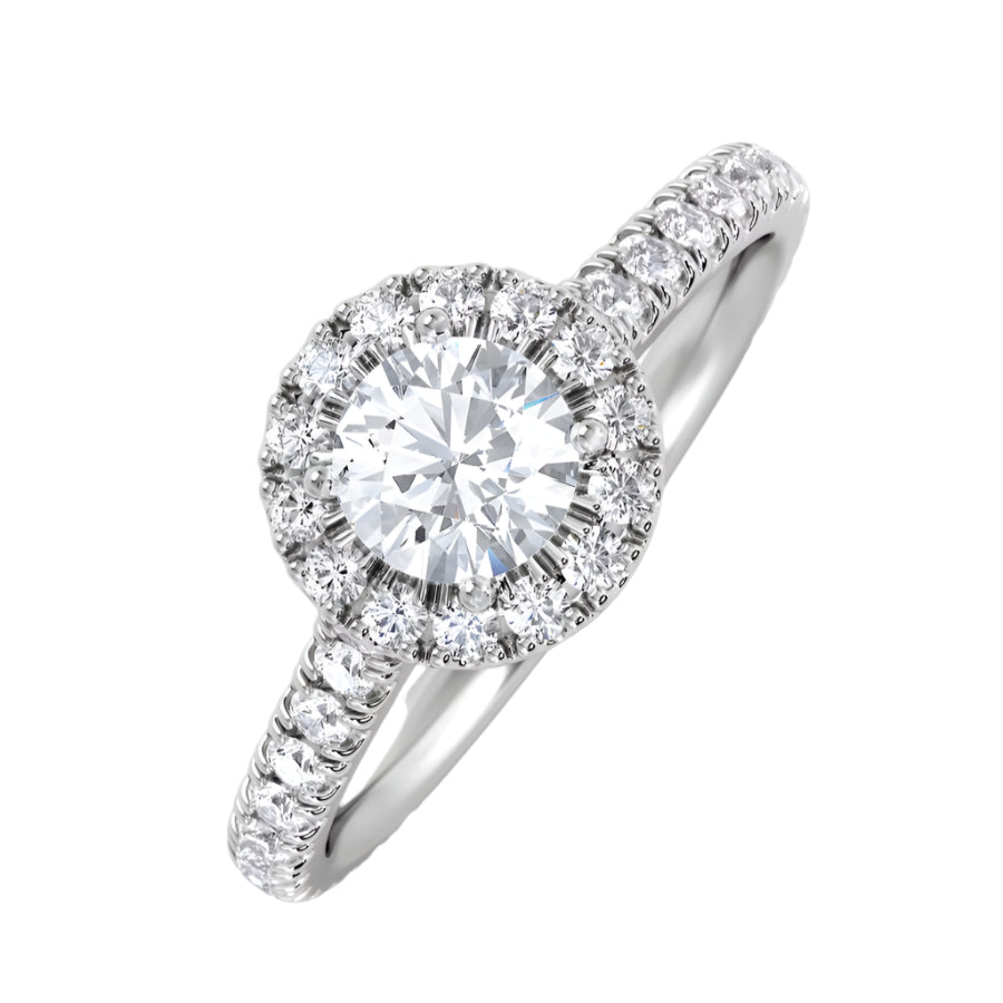 Halo Diamond Ring in 14K White Gold - Round