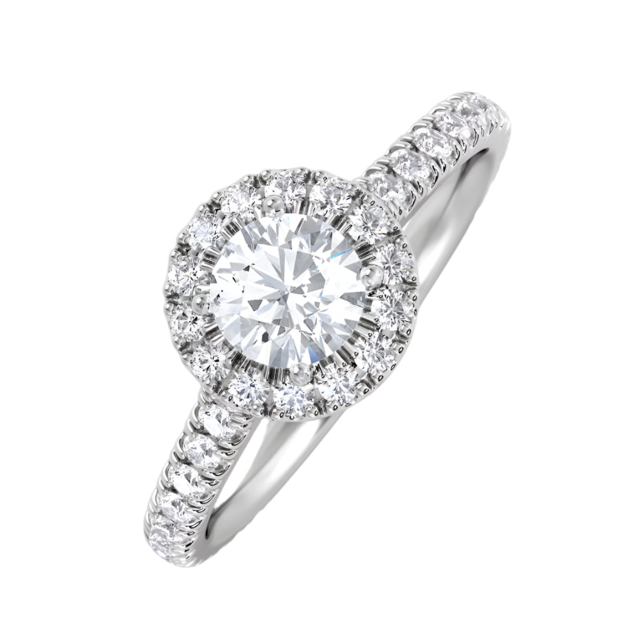 Halo Diamond Ring in 18K White Gold - Round