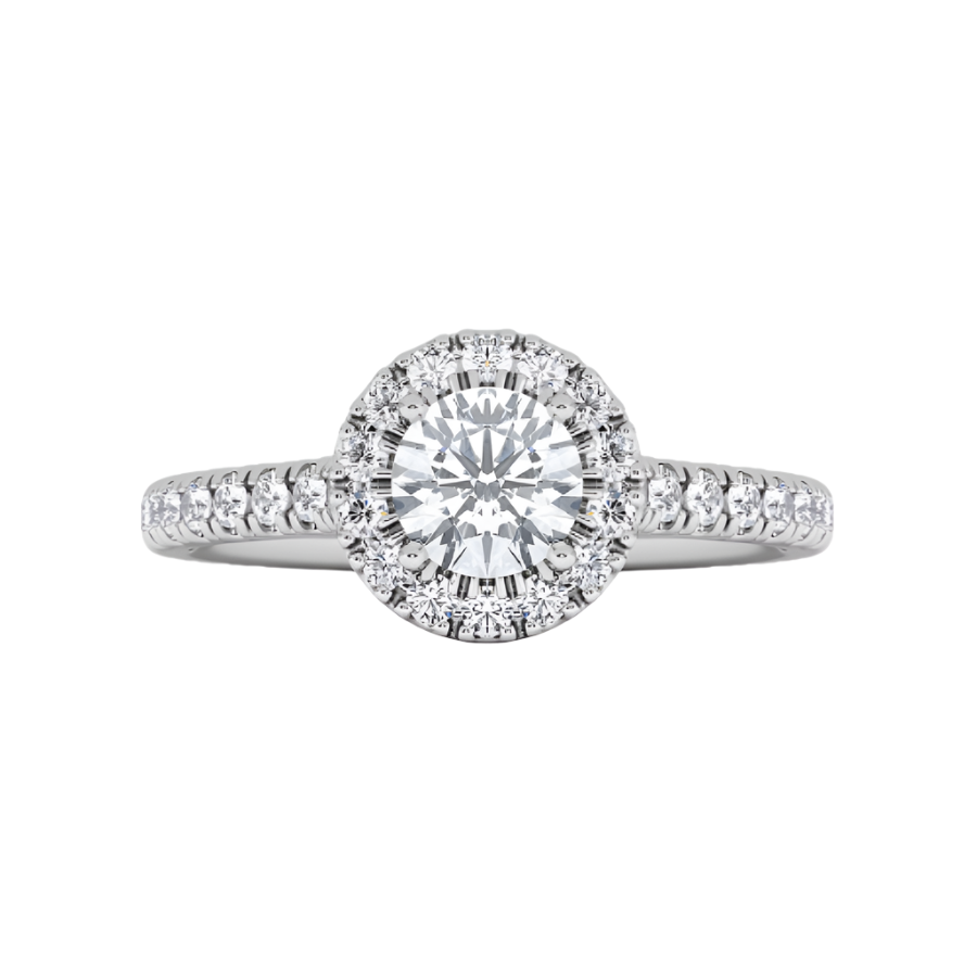 Halo Diamond Ring in 14K White Gold - Round