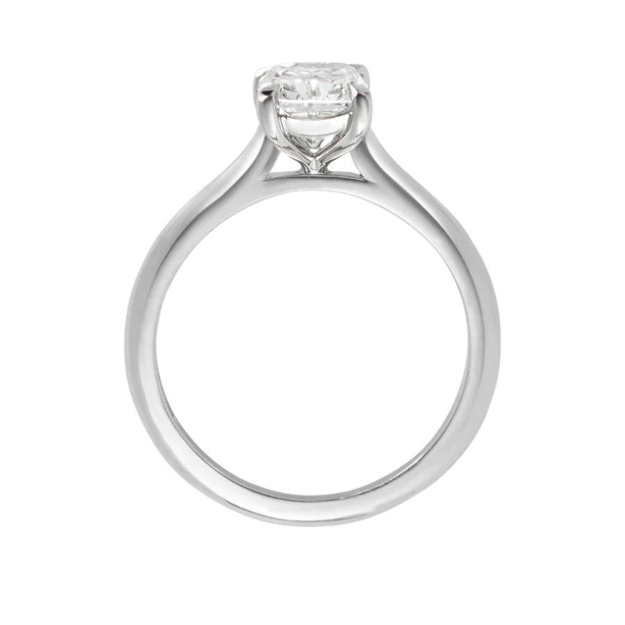 Solitaire Diamond Engagement Ring in 14K White Gold - Emerald