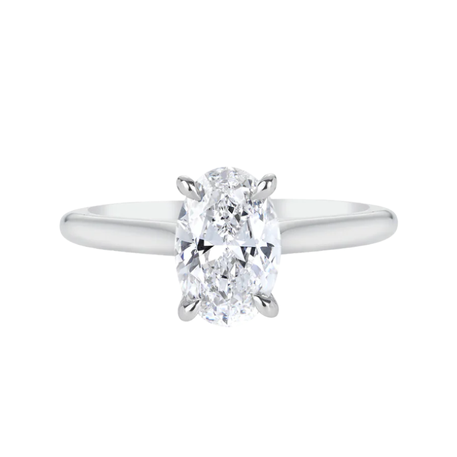 Solitaire Diamond Engagement Ring in 14K White Gold - Oval