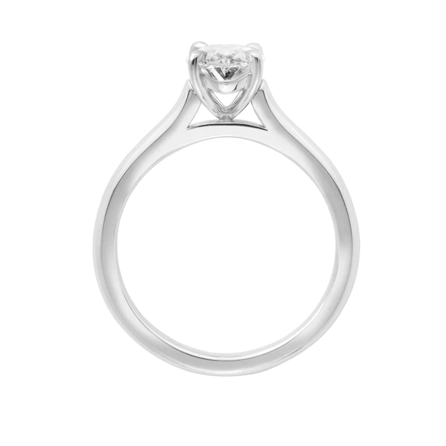 Solitaire Diamond Engagement Ring in 14K White Gold - Oval