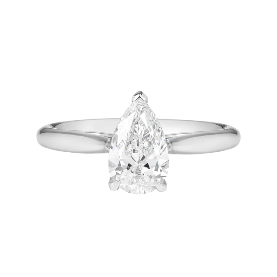 Solitaire Diamond Engagement Ring in 18K White Gold - Pear