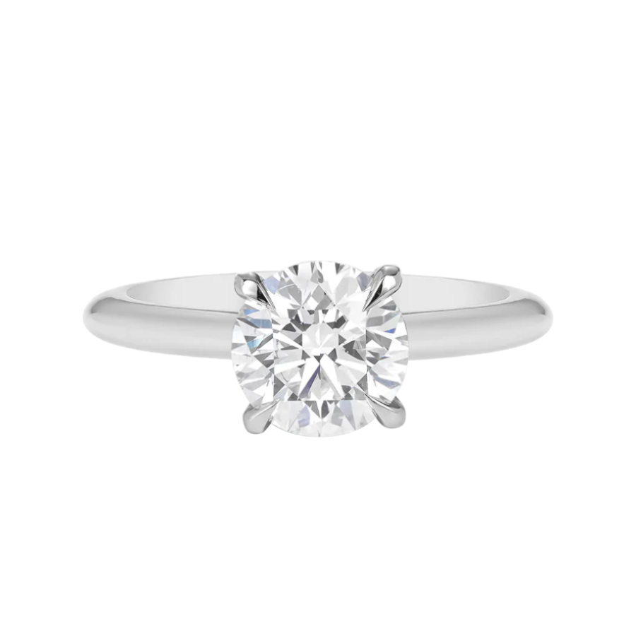 Solitaire Diamond Engagement Ring in 18K White Gold - Round