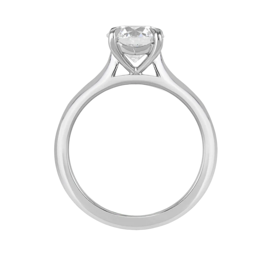 Solitaire Diamond Engagement Ring in 18K White Gold - Round