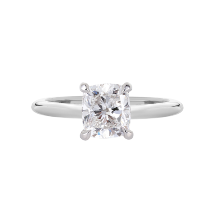 Solitaire Diamond Engagement Ring in 18K White Gold - Cushion