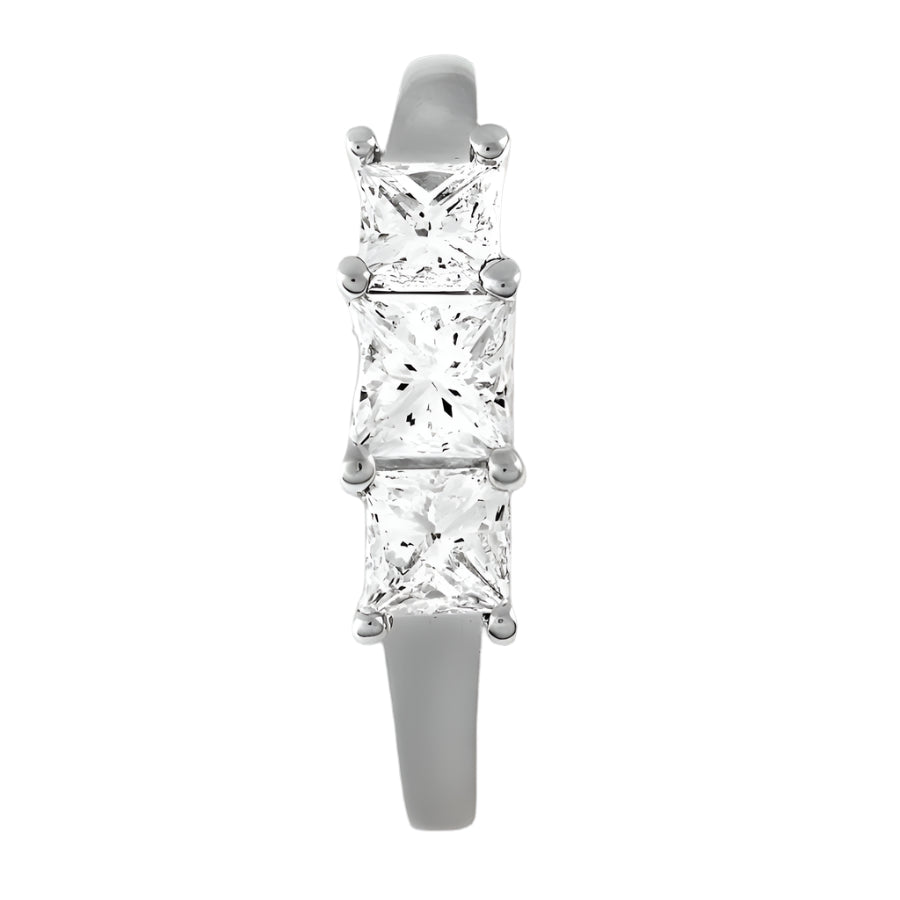 Trilogy Diamond Ring in 18K White Gold - Princess